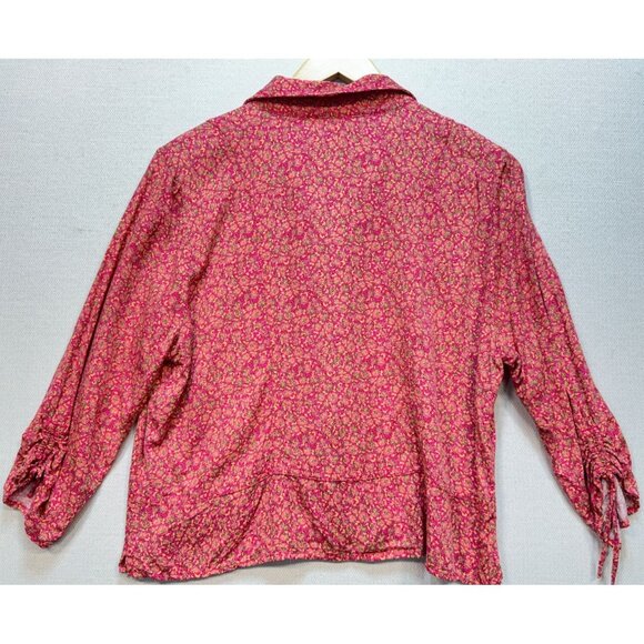 Christopher & Banks Petite Womens Long Sleeve Shirt Top Sz XL Pink Floral - Picture 2 of 11